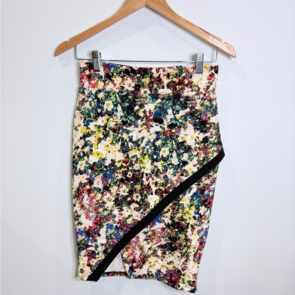 NWT Material Girl Caviar Black Floral Wrap Skirt